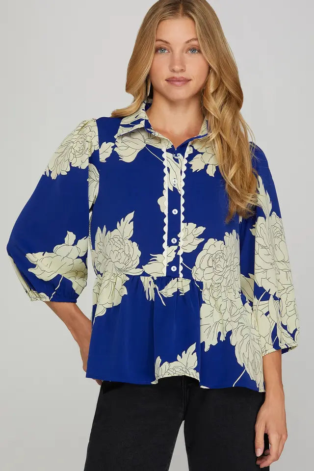Lilly Scalloped Trim Button Down
