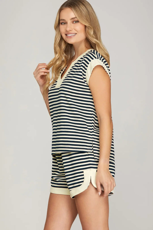 Harlow Navy Striped Set