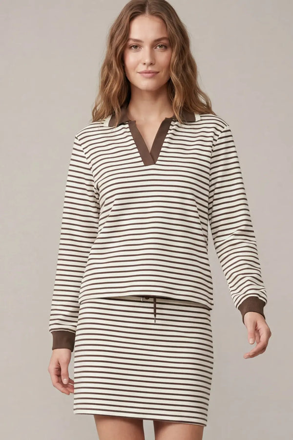 Isla Long Sleeve Knit Striped Top & Mini Skirt Set