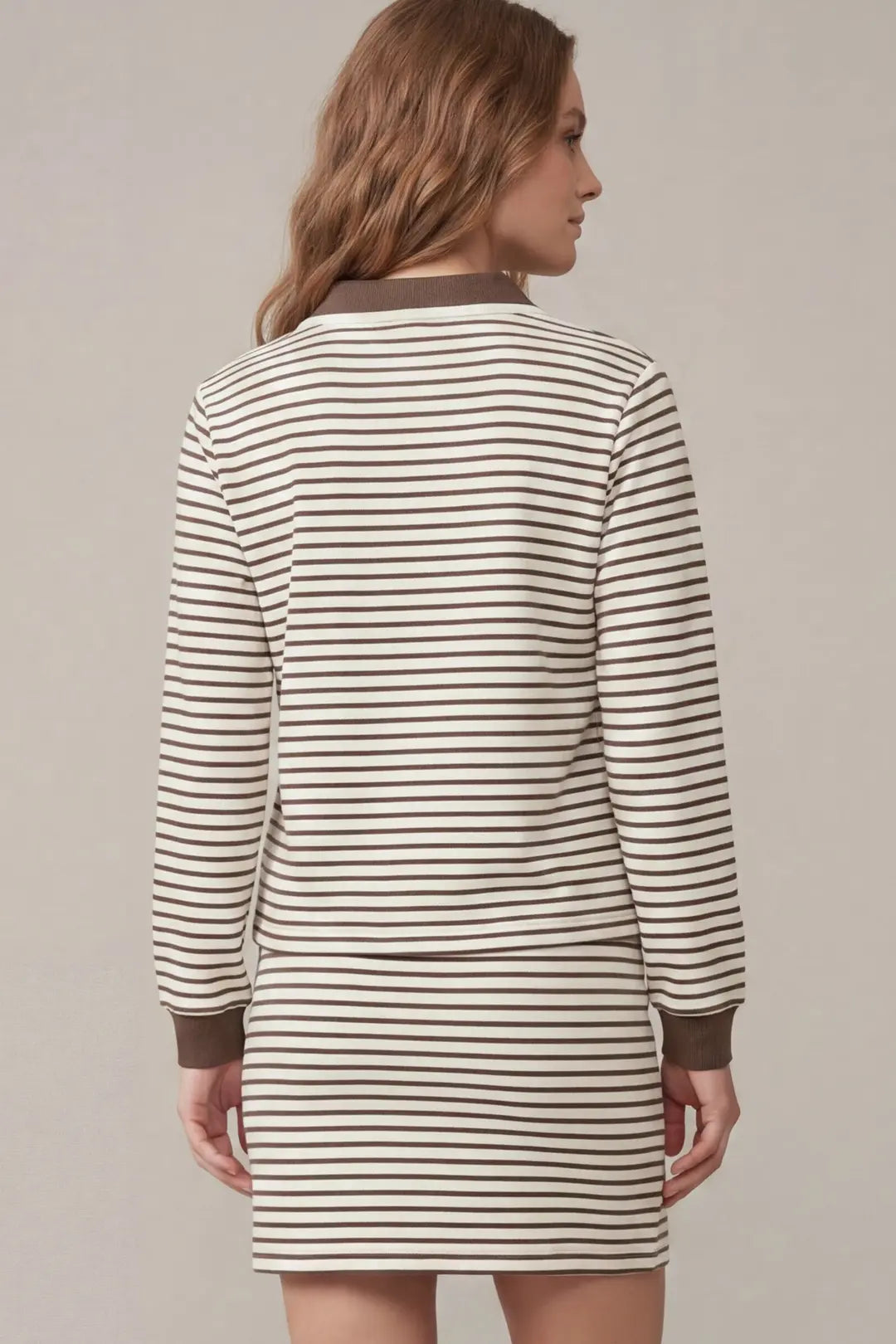 Isla Long Sleeve Knit Striped Top & Mini Skirt Set