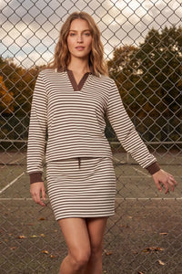 Isla Long Sleeve Knit Striped Top & Mini Skirt Set