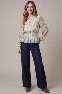 Adele Cream Peplum Top