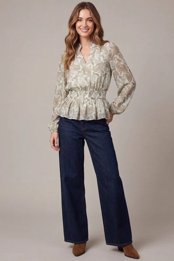Adele Cream Peplum Top
