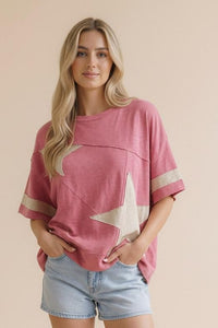 The Attic Boutique Vintage Pink Star Patchwork Top Apparel & Accessories - The Attic Boutique