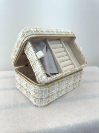 Beauty Stash Cream Tweed Jewelry Box  - The Attic Boutique