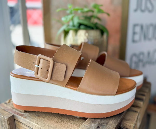 The Attic Boutique Jams Tan Leather Platforms Shoes - The Attic Boutique