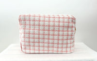 Beauty Stash Pink Tweed "Travel" Bag  - The Attic Boutique