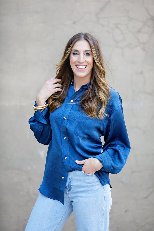 Dear John Lola Button Down Blue Shirts & Tops - The Attic Boutique