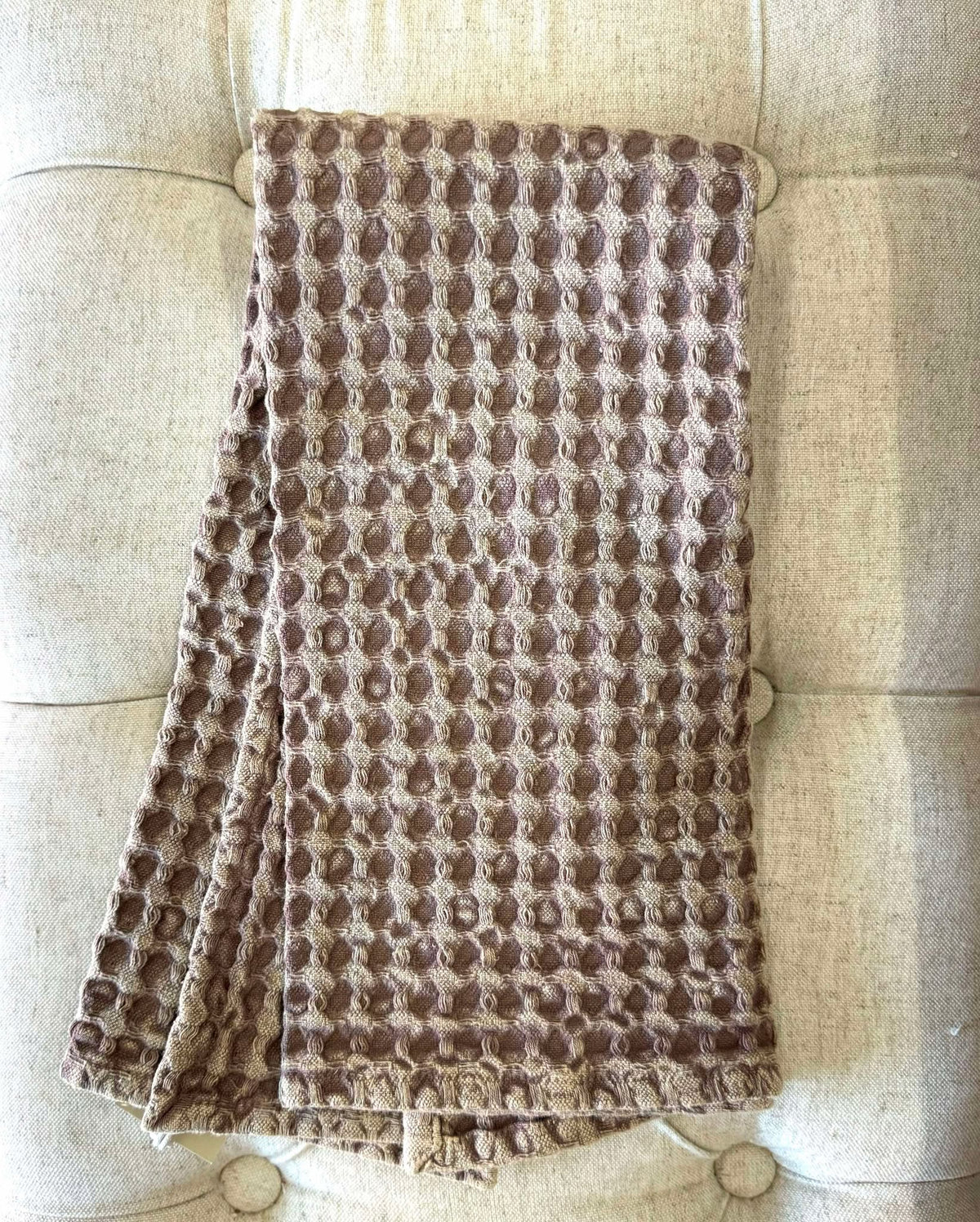 The Attic Boutique Brown Cotton Waffle Towel  - The Attic Boutique