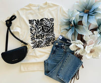 Prickley Pear TX Ebony Floral Tee  - The Attic Boutique