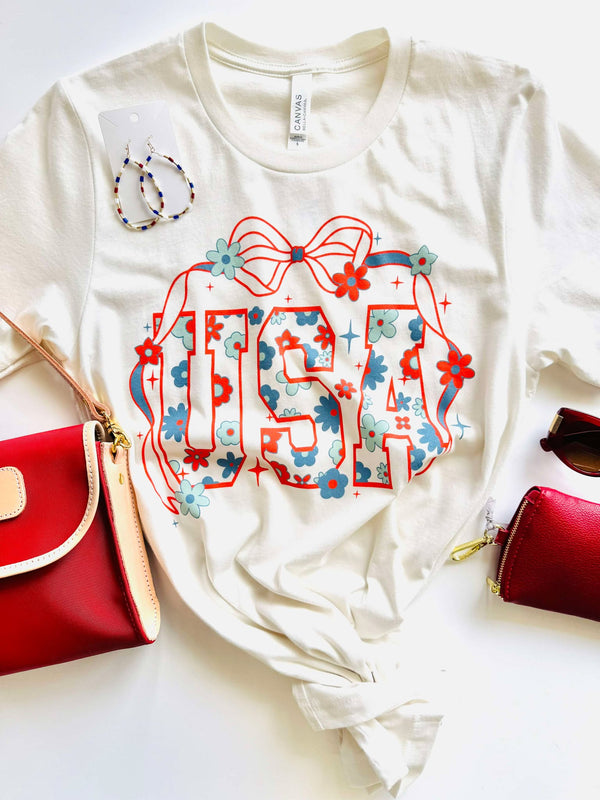 The Attic Boutique USA Bow Vintage Tee  - The Attic Boutique