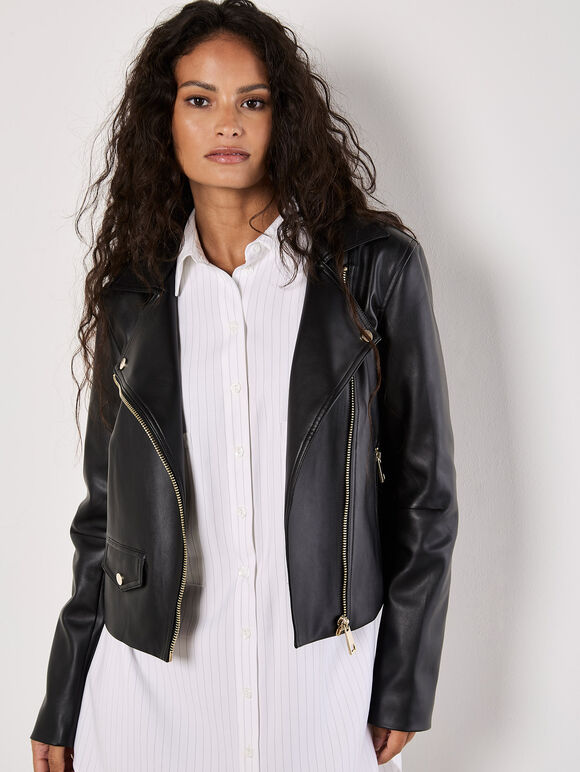 Apricot Black Biker Jacket Jacket - The Attic Boutique