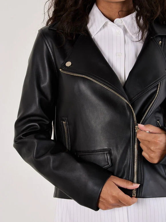 Apricot Black Biker Jacket Jacket - The Attic Boutique