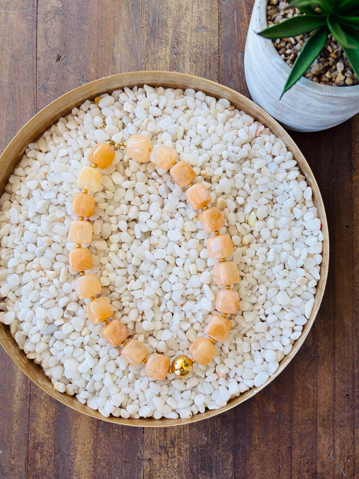 Honey Gold Chunky Beaded Necklace