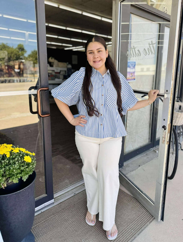The Attic Boutique Kelly Blue Stripe Top  - The Attic Boutique