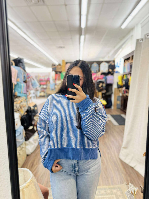Very J Lauren Blue Sweater  - The Attic Boutique