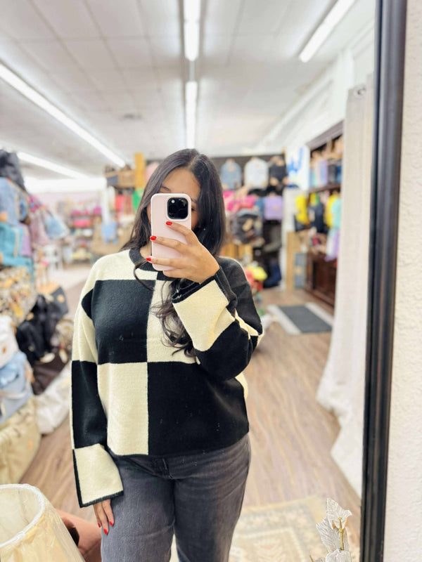 HYFVE Black Checker Sweater  - The Attic Boutique