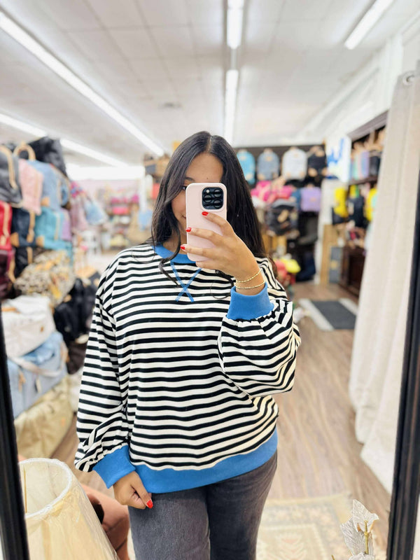 Jodifl Black Stripe Sweatshirt  - The Attic Boutique