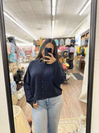 Blu Pepper Navy Knit Cardigan  - The Attic Boutique