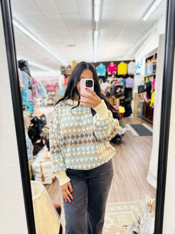 Blu Pepper Cream Multi Sweater  - The Attic Boutique