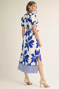Jodifl Royal Floral Midi Dress Apparel & Accessories - The Attic Boutique