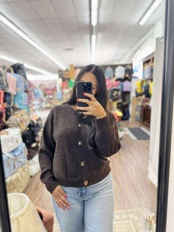 Blu Pepper Dark Brown Cardigan  - The Attic Boutique