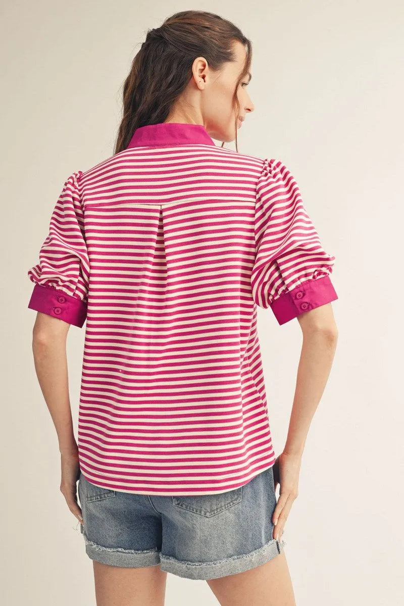 Magenta Stripe Top