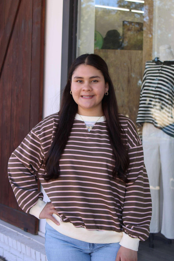 The Attic Boutique Stripe Terry Sweatshirt  - The Attic Boutique