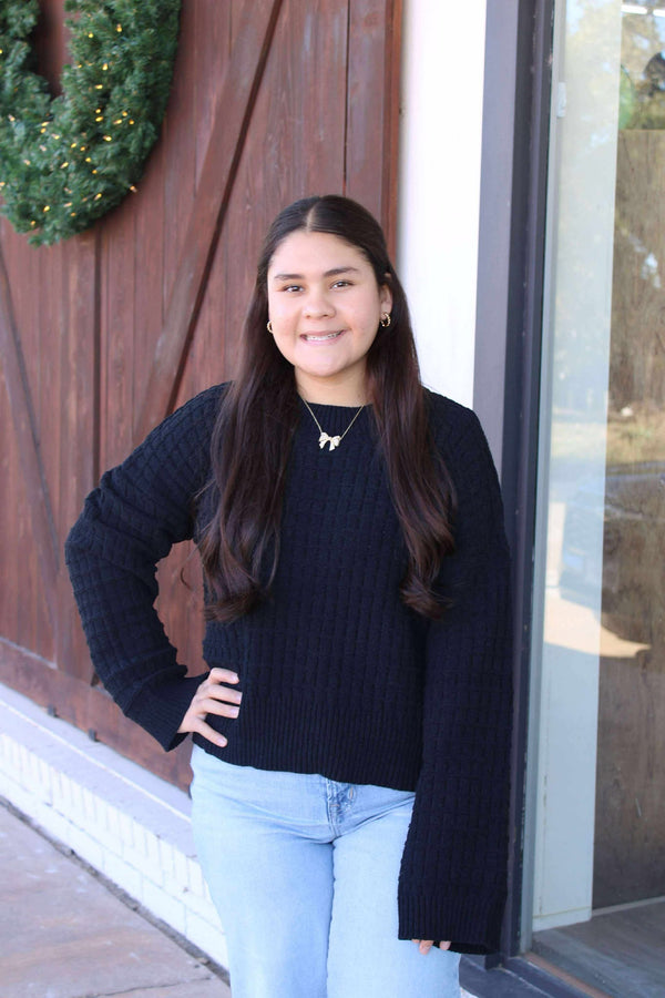 Very J Emma Black Sweater  - The Attic Boutique