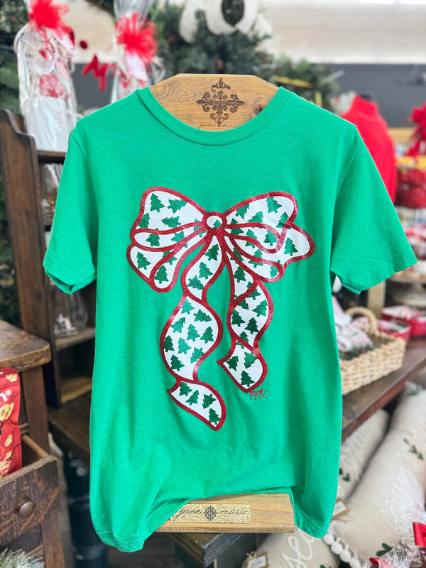 Prickley Pear TX Glitter Bow w/Trees Tee  - The Attic Boutique