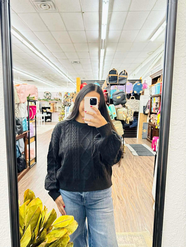 The Attic Boutique Raven Cable Knit Sweater  - The Attic Boutique
