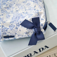 The Attic Boutique Something Navy Bow Crinkle Makeup Bag Bags - The Attic Boutique