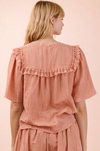 The Attic Boutique Coral Lace Blouse  - The Attic Boutique