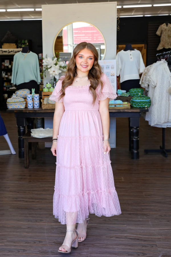 The Attic Boutique Mable Tulle Midi Dress  - The Attic Boutique