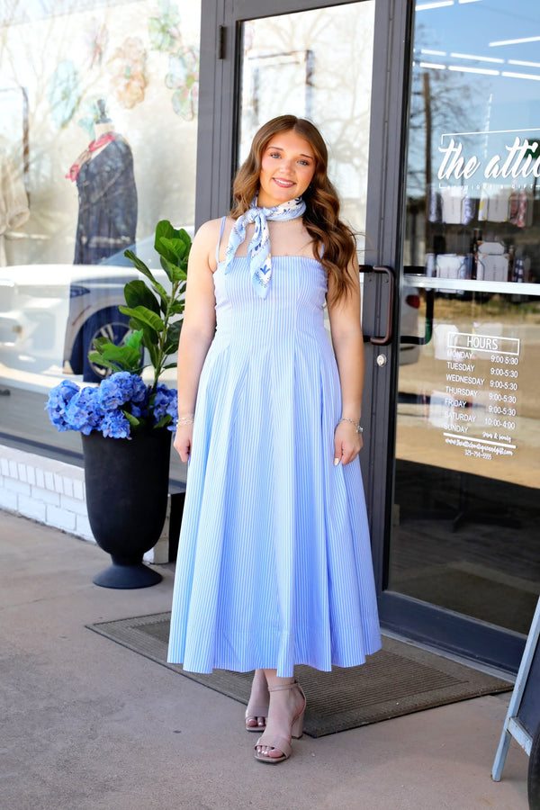 The Attic Boutique Coastal Stripe Midi Dress  - The Attic Boutique