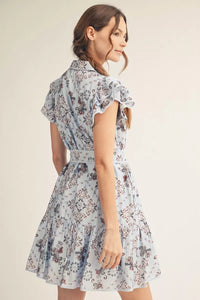 Blue Layered Boho Floral Dress
