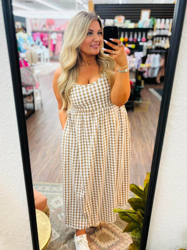Entro Cream Gingham Picnic Dress Apparel & Accessories - The Attic Boutique