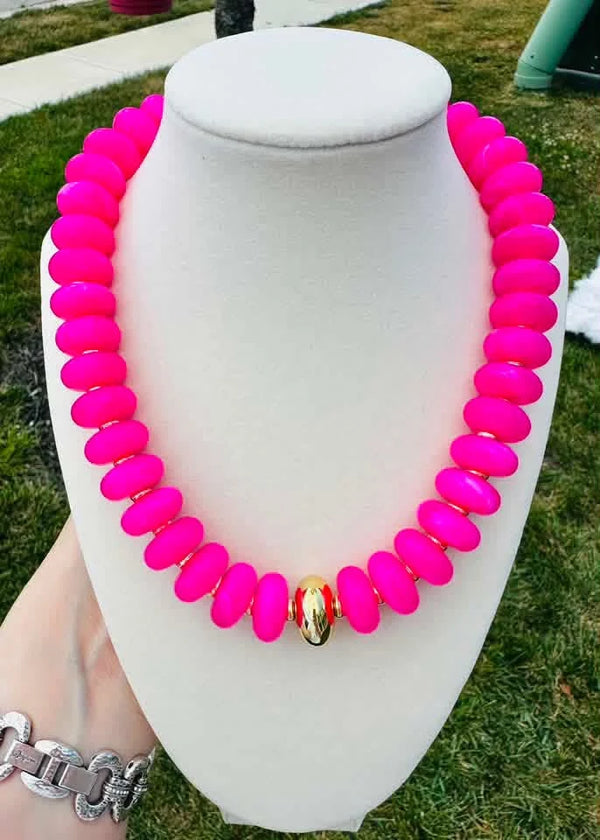 Pink Punch Beaded Necklace