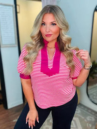 Magenta Stripe Top