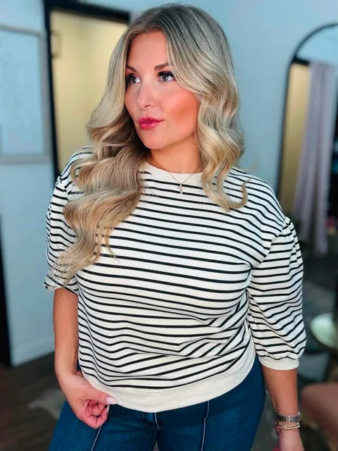 Black/Neutral Striped Top