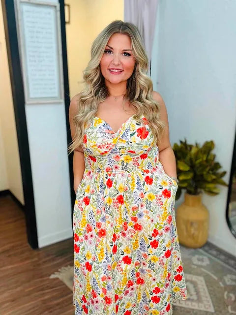 Multi Lovely Floral Midi Dress