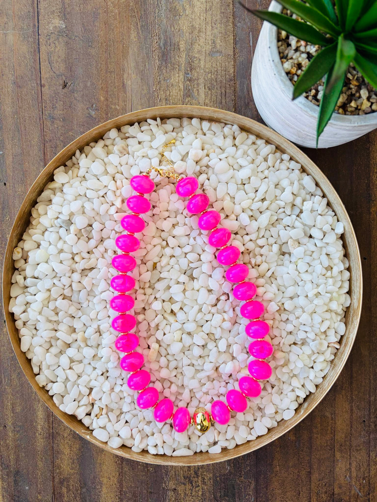 Jaylene Hot Pink Chunky Necklace