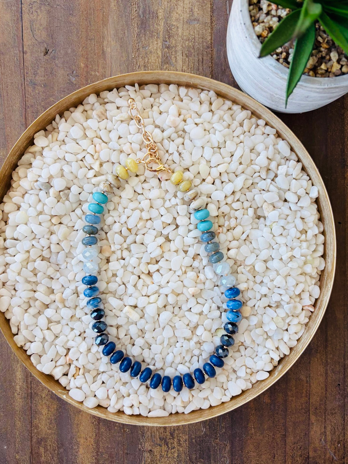 Marlowe Blue Mixed Beaded Necklace