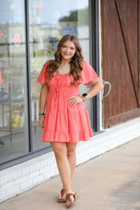 Blu Pepper Coral Mini Dress  - The Attic Boutique