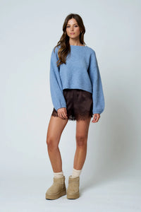 Bailee Dusty Blue Fuzzy Sweater