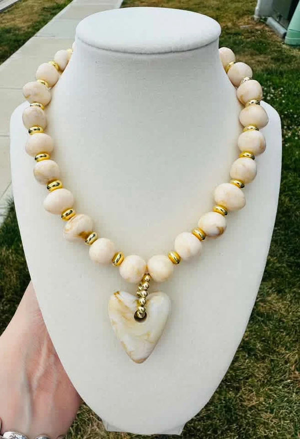 Ivory Luxe Heart Beaded Necklace