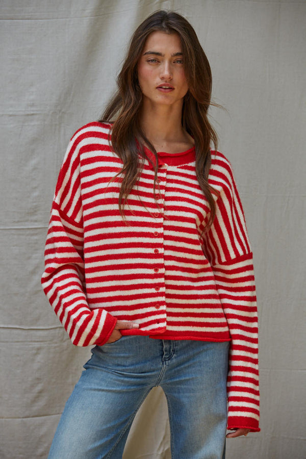By Together Kelsey Red Cardigan  - The Attic Boutique