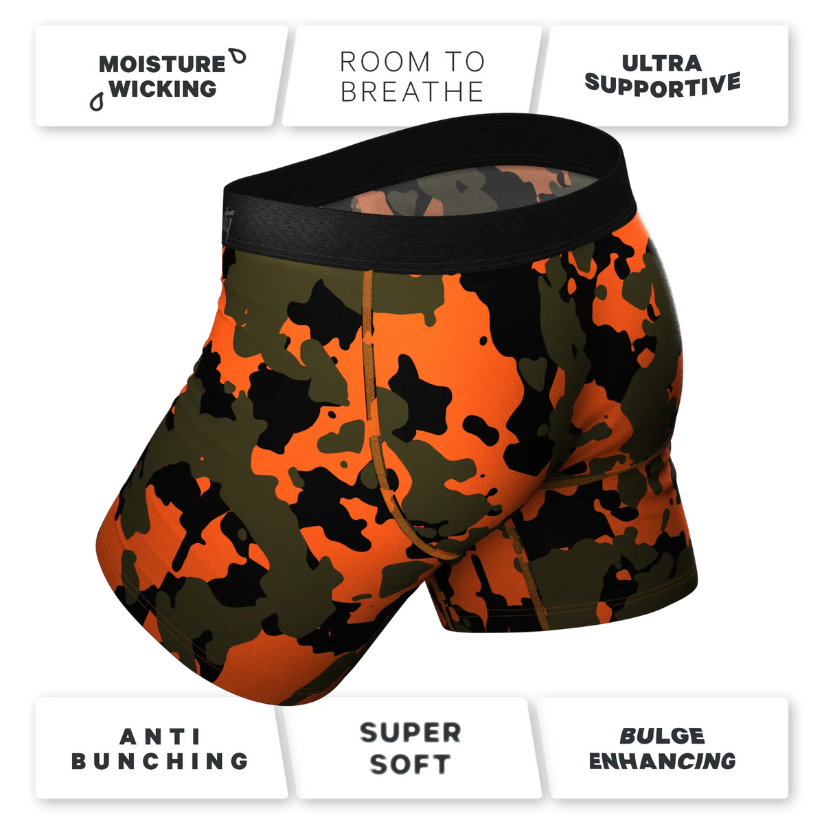 The Attic Boutique The Bambi Bunchers Orange Camo Deer Ball Hammock® Pouch Underwear With Fly  - The Attic Boutique