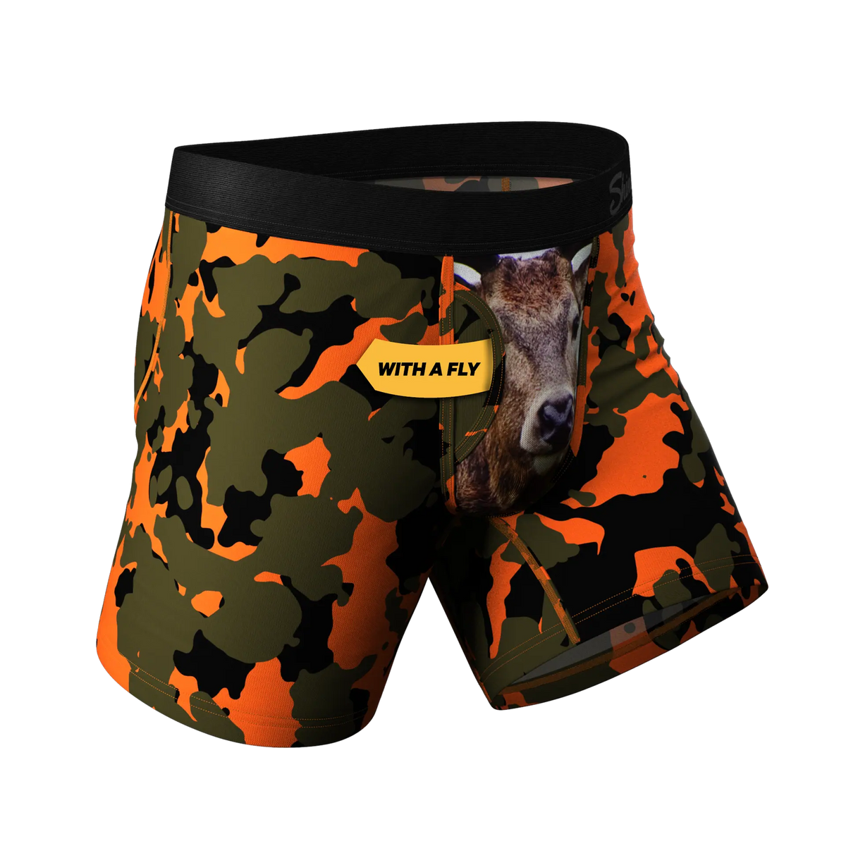 The Attic Boutique The Bambi Bunchers Orange Camo Deer Ball Hammock® Pouch Underwear With Fly  - The Attic Boutique