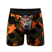 The Attic Boutique The Bambi Bunchers Orange Camo Deer Ball Hammock® Pouch Underwear With Fly  - The Attic Boutique